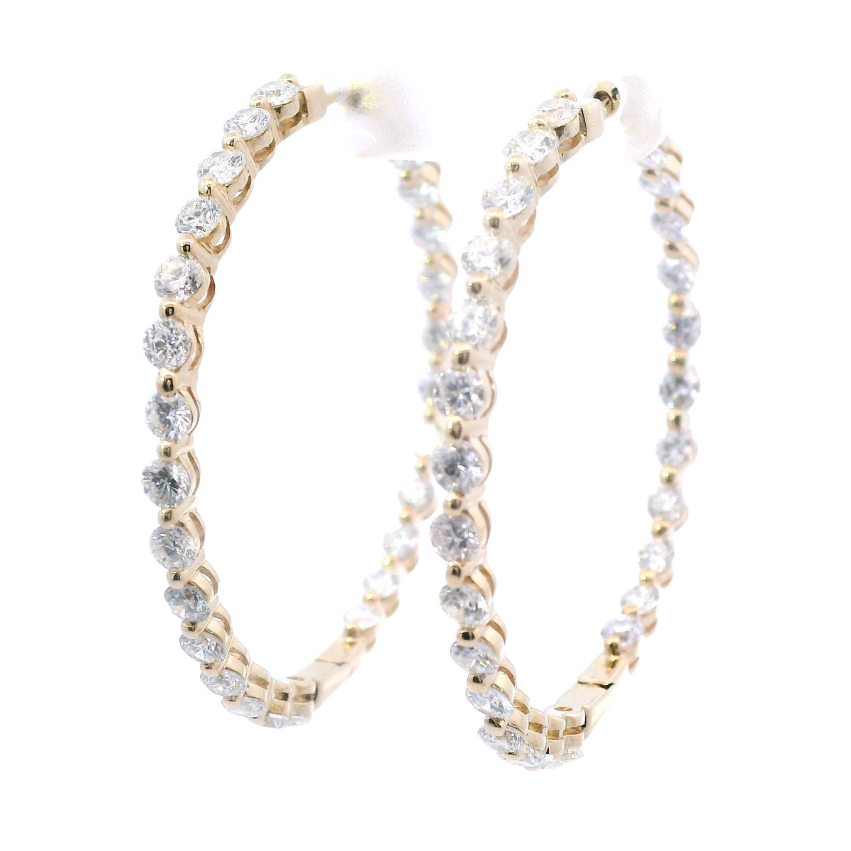 Yellow Gold Shared Prong Inside-Out Diamond Hoop Earrings