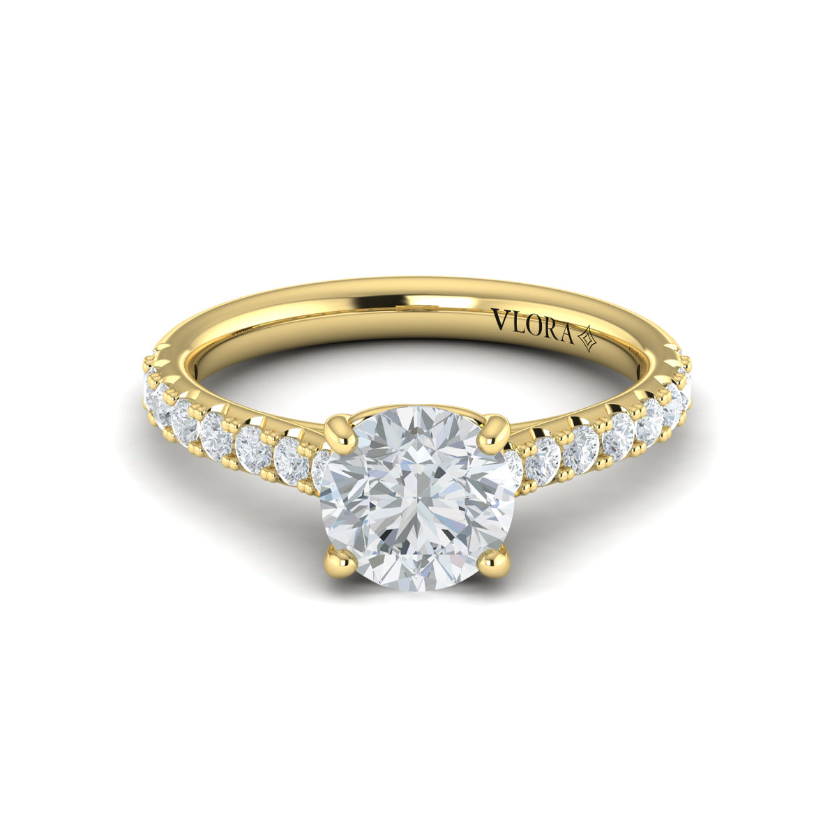 Vlora Yellow Gold Diamond Cathedral Engagement Ring Mounting