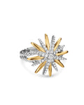 David Yurman Two Tone Starburst Diamond Cable Ring