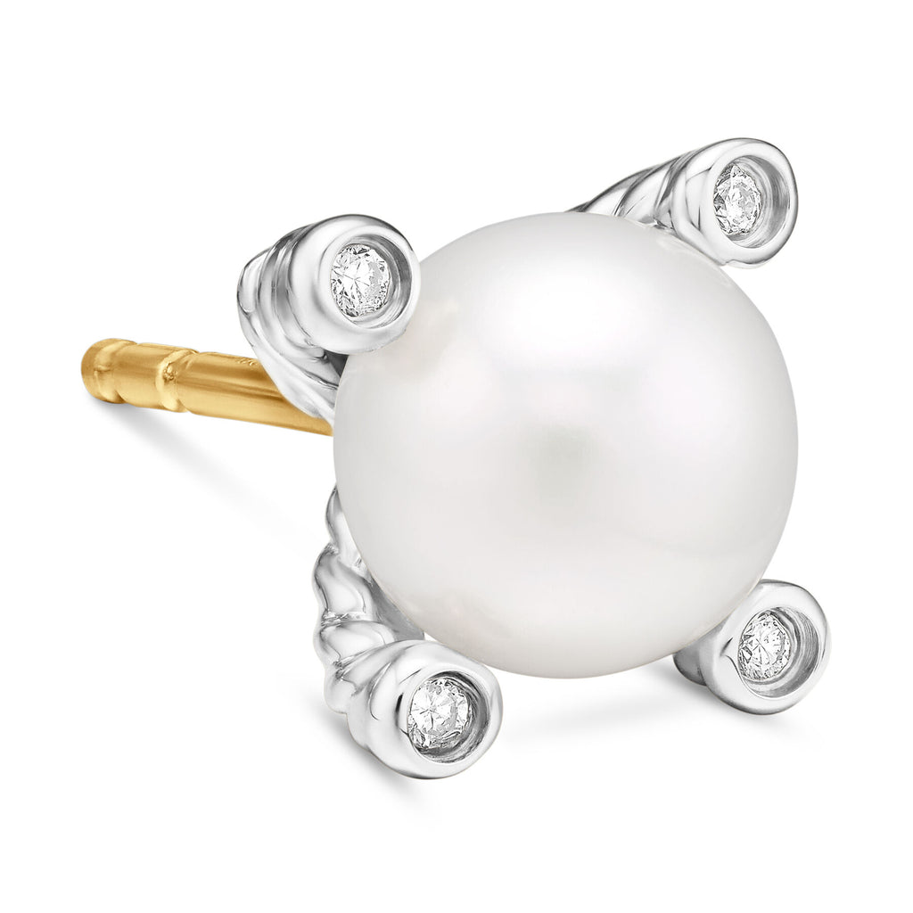 David Yurman Sterling Silver Small Cable Pearl Stud Earrings