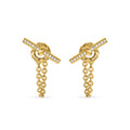 David Yurman Yellow Gold Mercer Petite Toggle Earrings with Diamonds