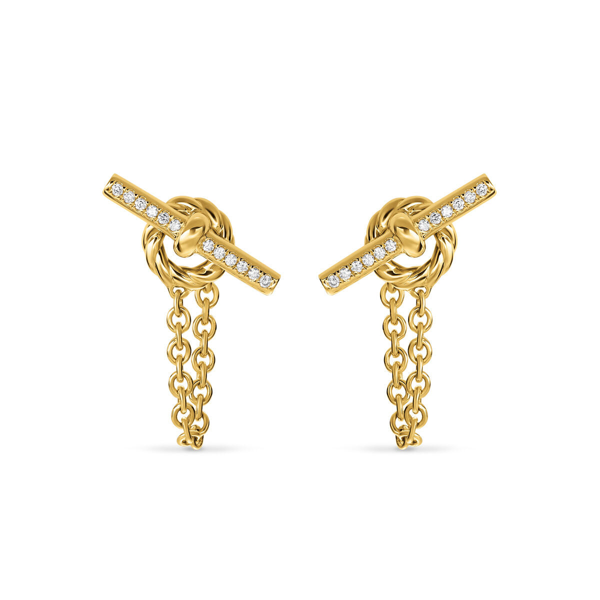 David Yurman Yellow Gold Mercer Petite Toggle Earrings with Diamonds