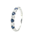 White Gold Petite Alternating Diamond and Sapphire Wedding Band