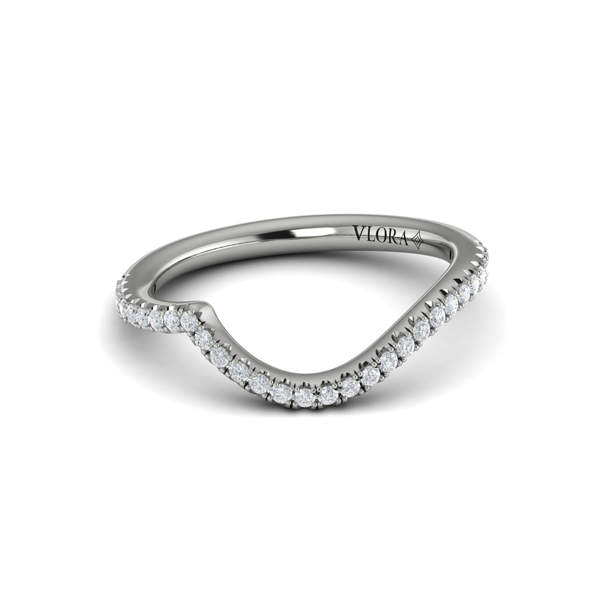 Vlora White Gold Diamond Contour Wedding Band