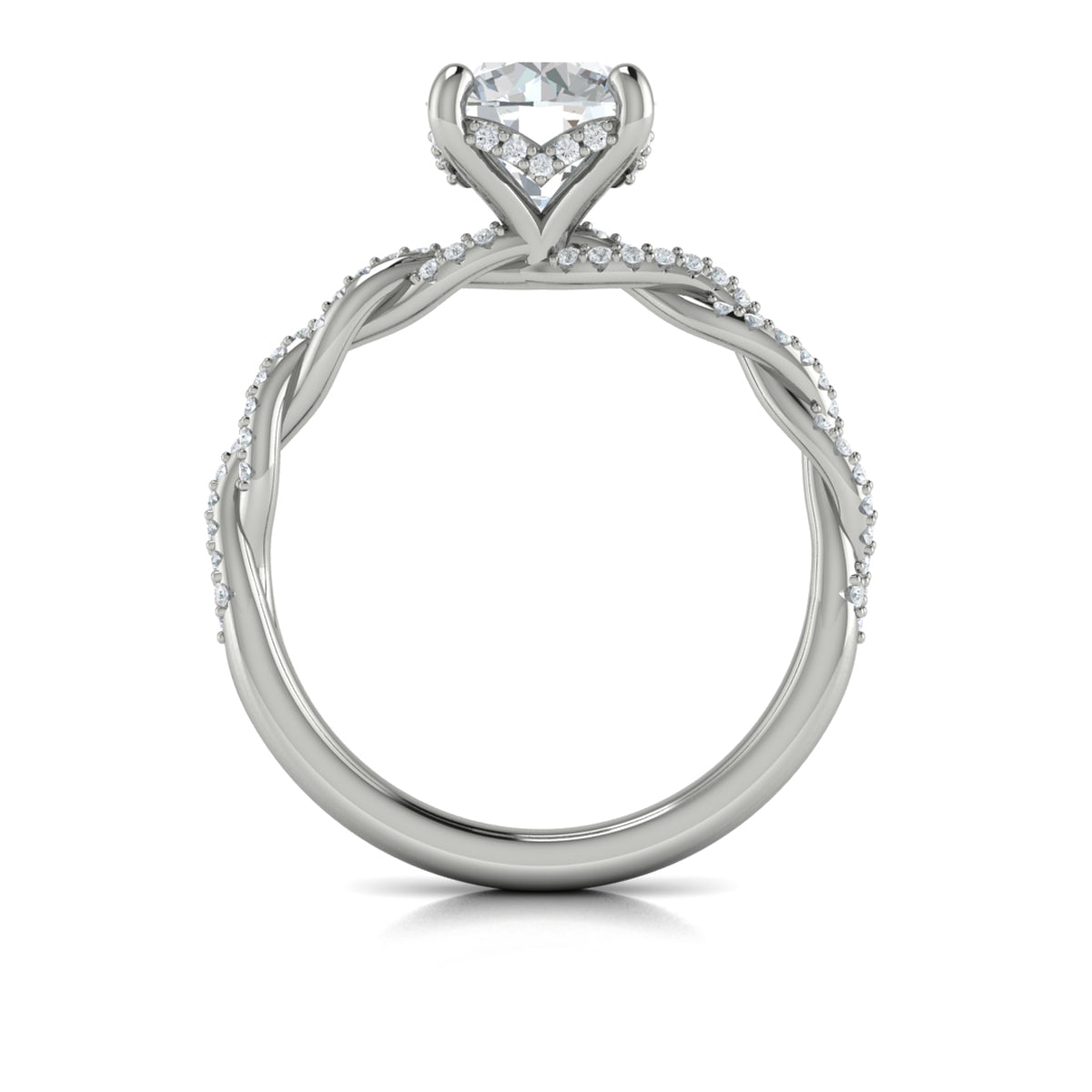 Vlora White Gold Diamond Twist Engagement Ring Mounting