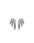 David Yurman Silver Mercer Multi Row Diamond Hoop Earrings
