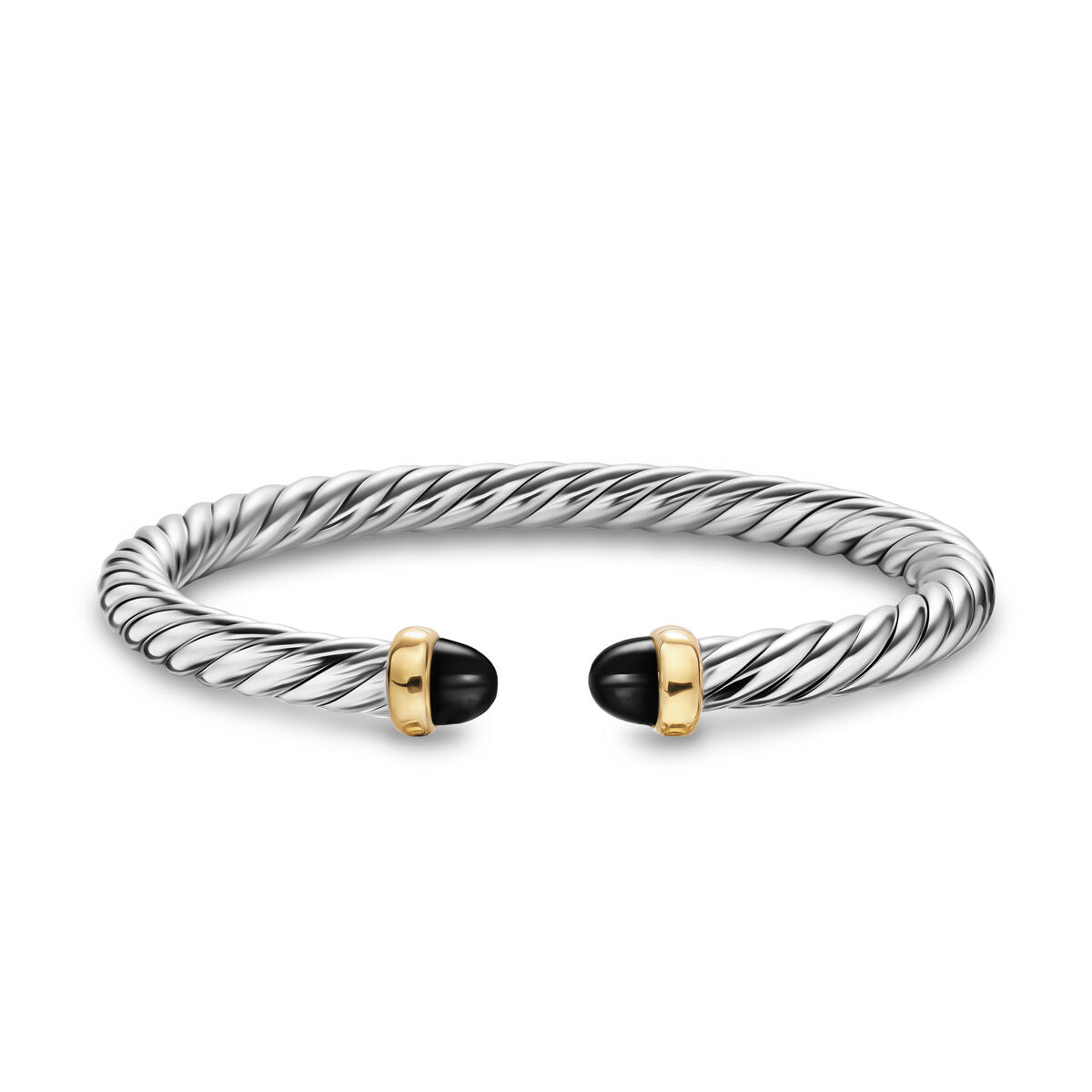 David Yurman Sterling Silver and Yellow Gold Cable Flex Black Onyx Bracelet