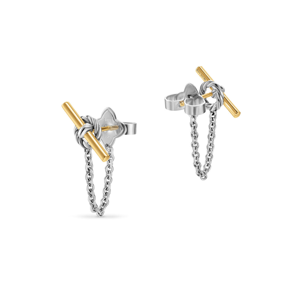 David Yurman Sterling Silver and Yellow Gold Mercer Petite Toggle Earrings
