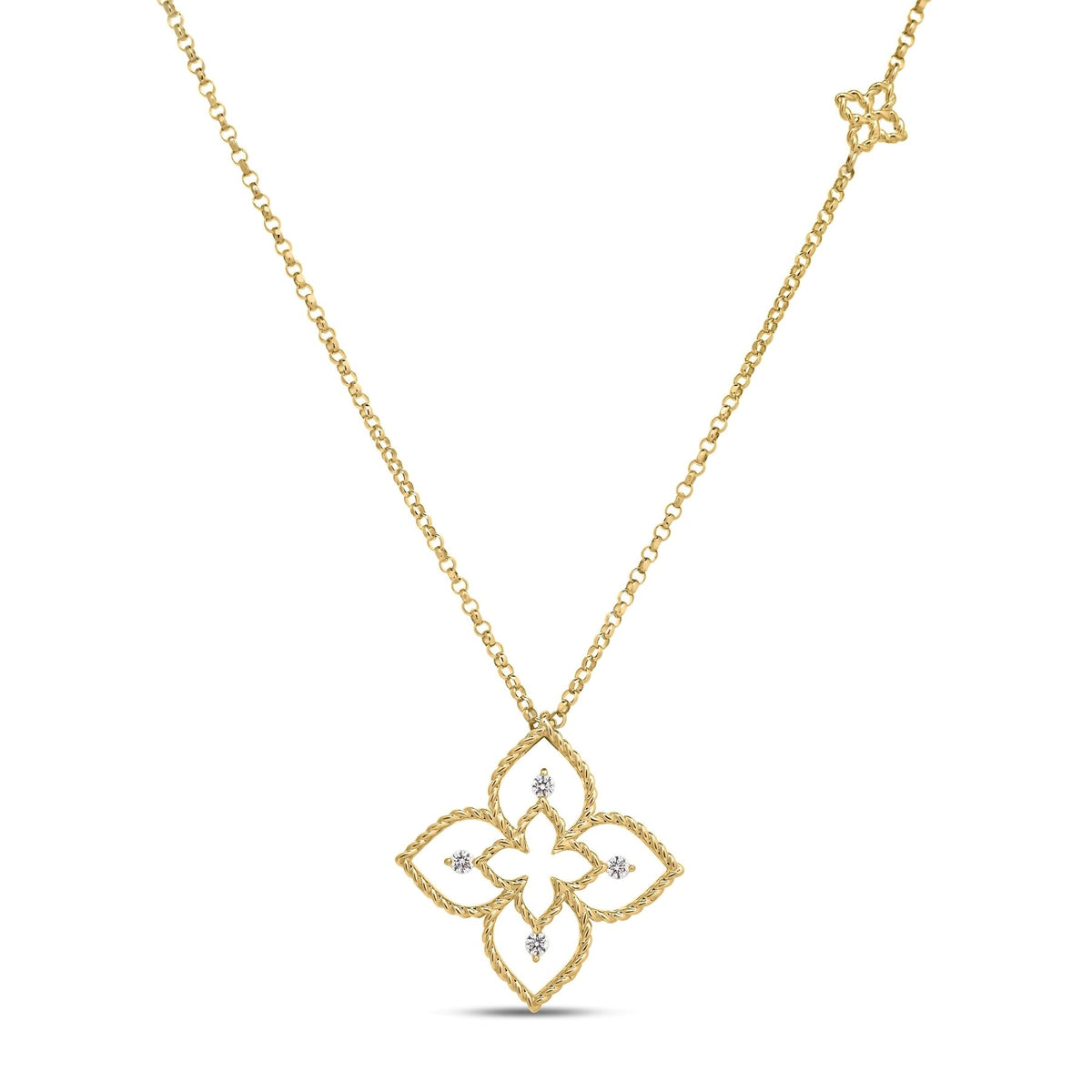Roberto Coin Yellow Gold Small Princess Flower Open Frame Necklace