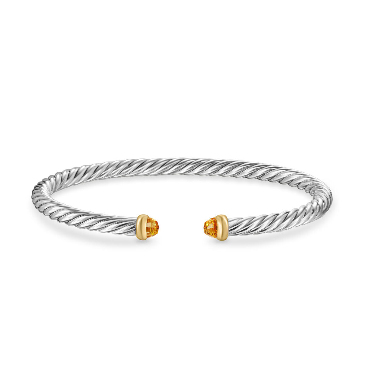 David Yurman Sterling Silver and Yellow Gold Citrine Cable Flex Bracelet