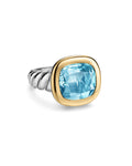David Yurman Silver and Gold Mercer Sky Blue Topaz Ring