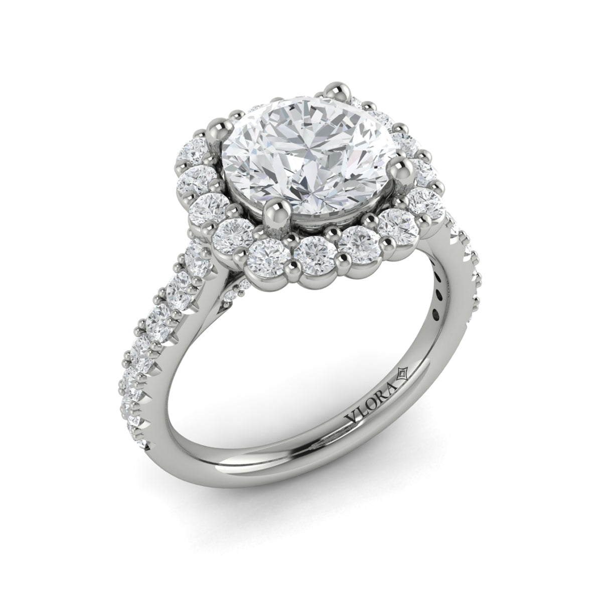 Vlora White Gold Diamond Round Halo Engagement Ring Mounting