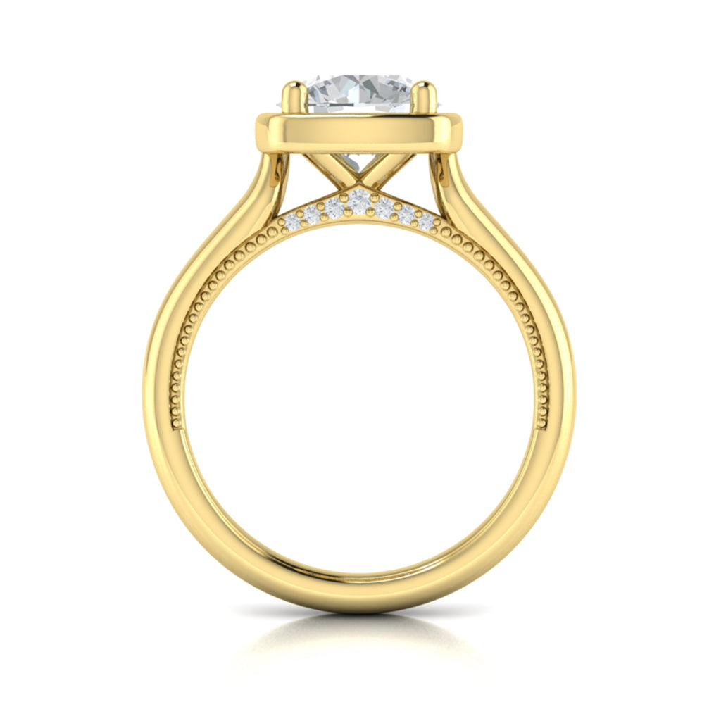 Vlora Yellow Gold Button Bezel Engagement Ring Mounting