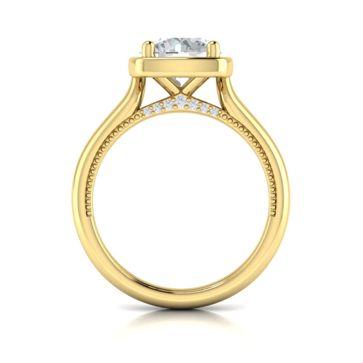 Vlora Yellow Gold Button Bezel Engagement Ring Mounting