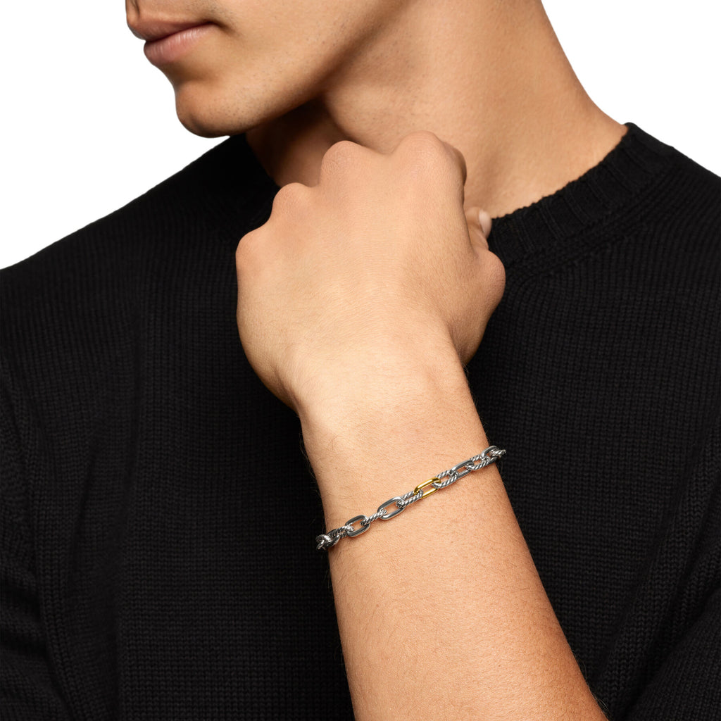 David Yurman Sterling Silver and Yellow Gold Madison Link Bracelet
