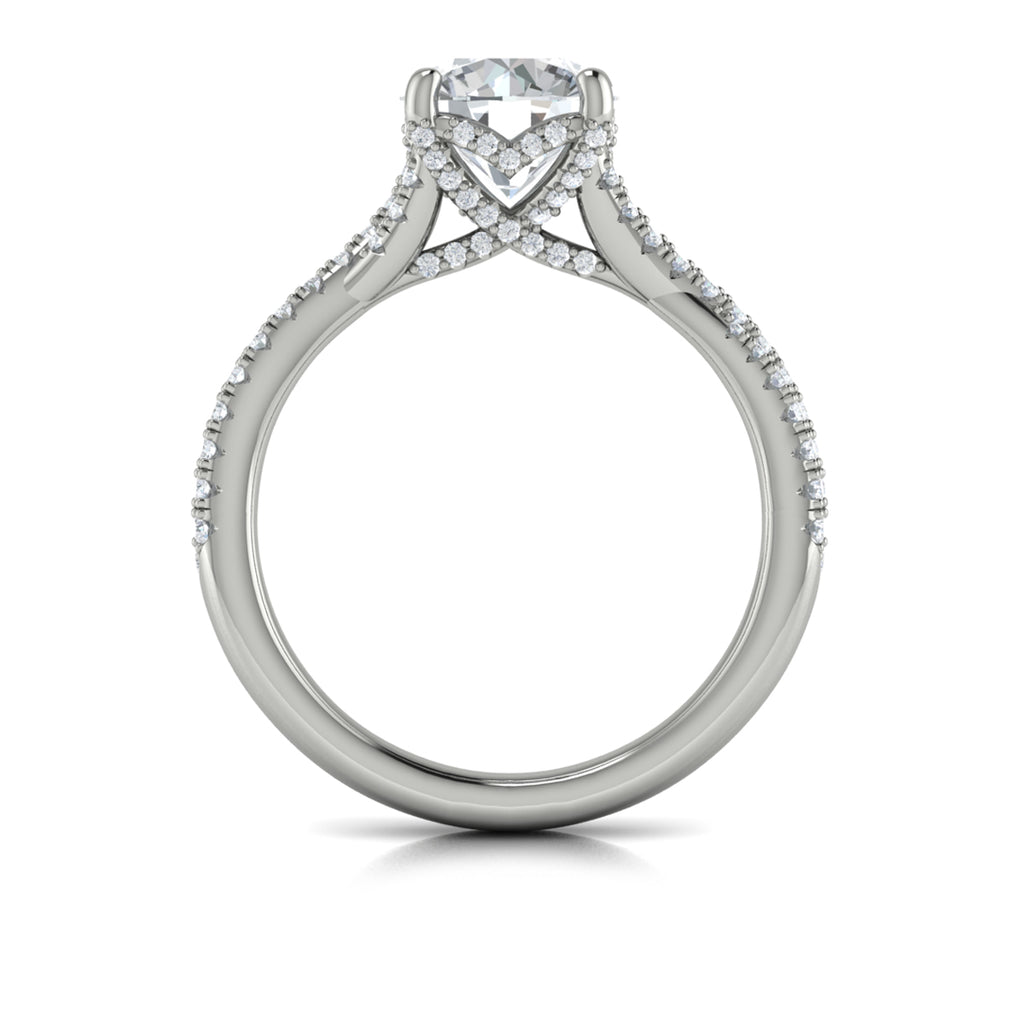 Vlora White Gold Diamond Crossover Split Shank Engagement Ring Mounting
