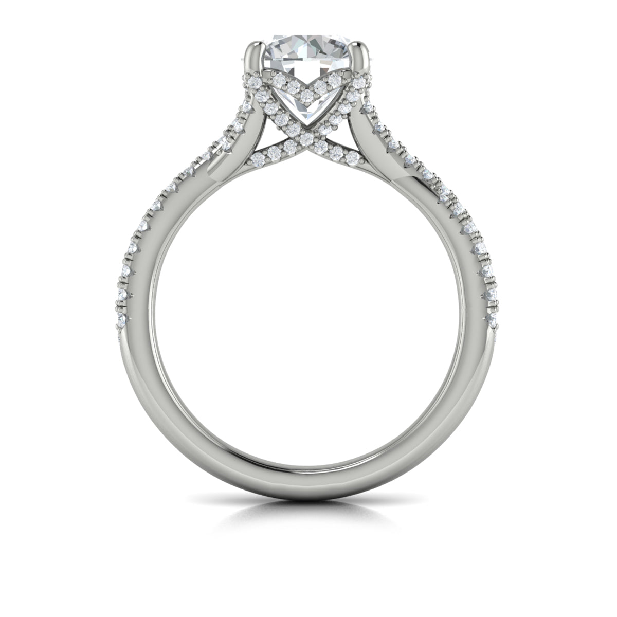 Vlora White Gold Diamond Crossover Split Shank Engagement Ring Mounting