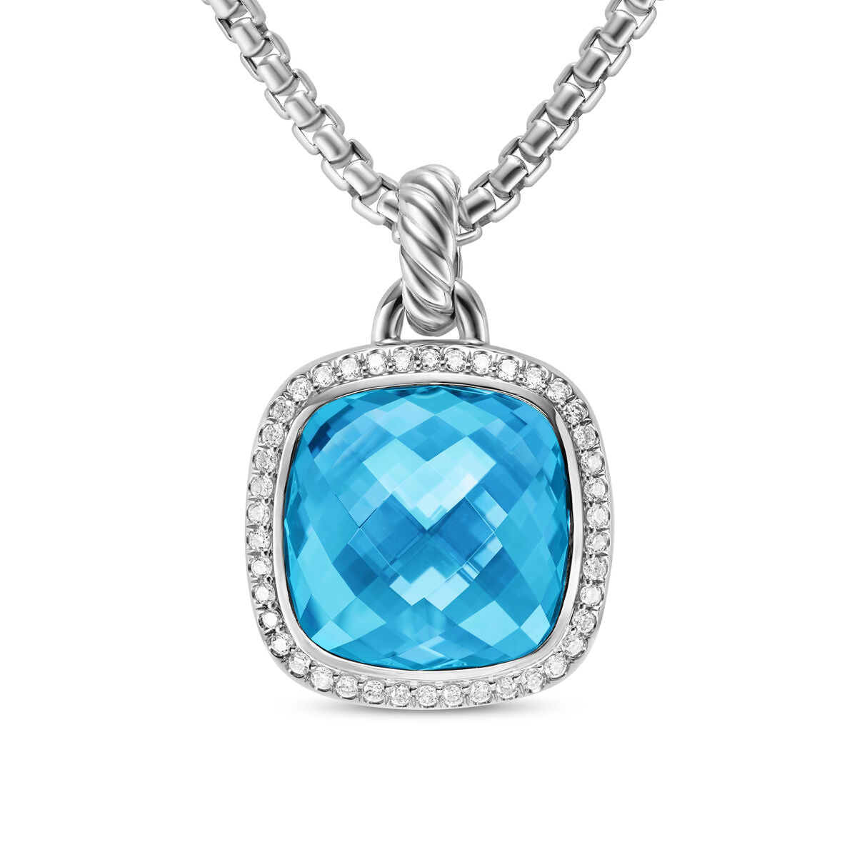 David Yurman Sterling Silver Albion Blue Topaz Enhancer with Diamonds