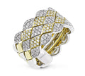 Simon G White and Yellow Gold Diamond Checkered  Fashion Ring