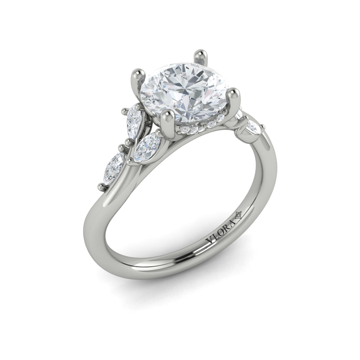 Vlora White Gold Diamond Vine Engagement Ring Mounting