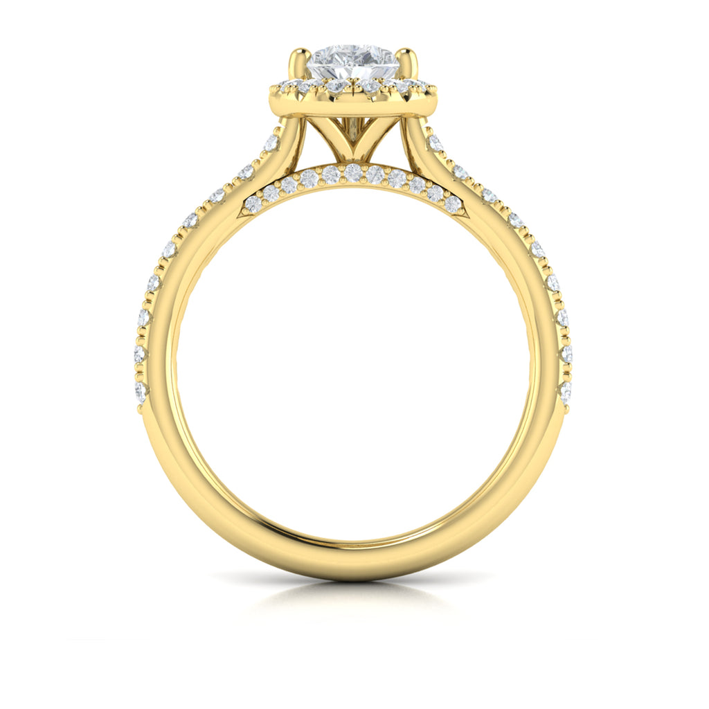 Vlora Yellow Gold Diamond Pear Halo Engagement Ring Mounting