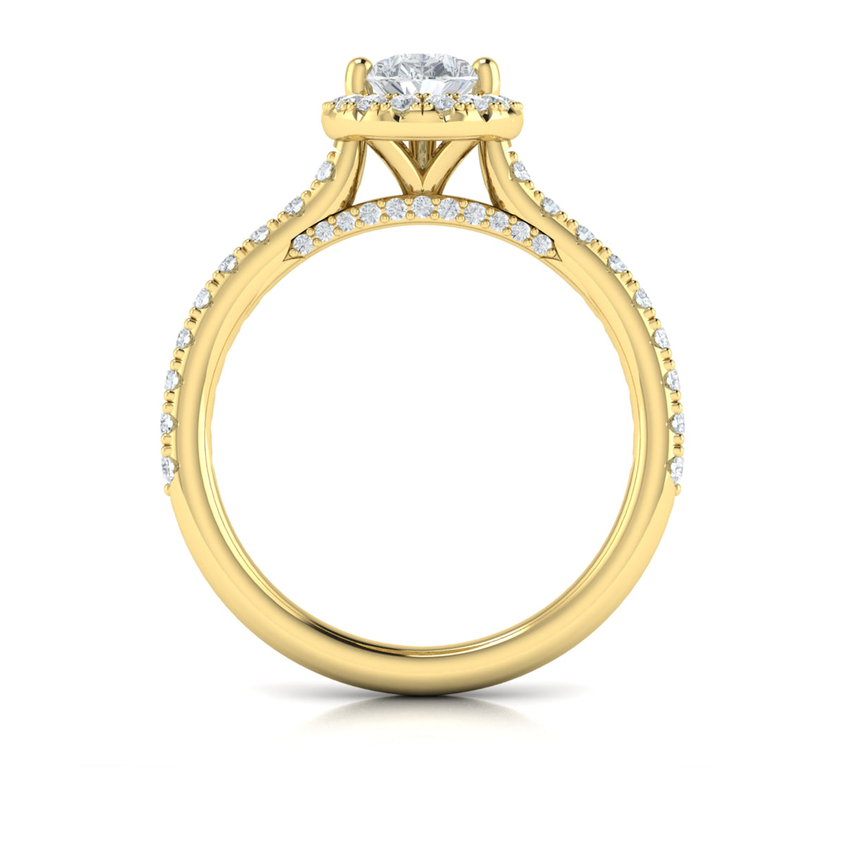 Vlora Yellow Gold Diamond Pear Halo Engagement Ring Mounting