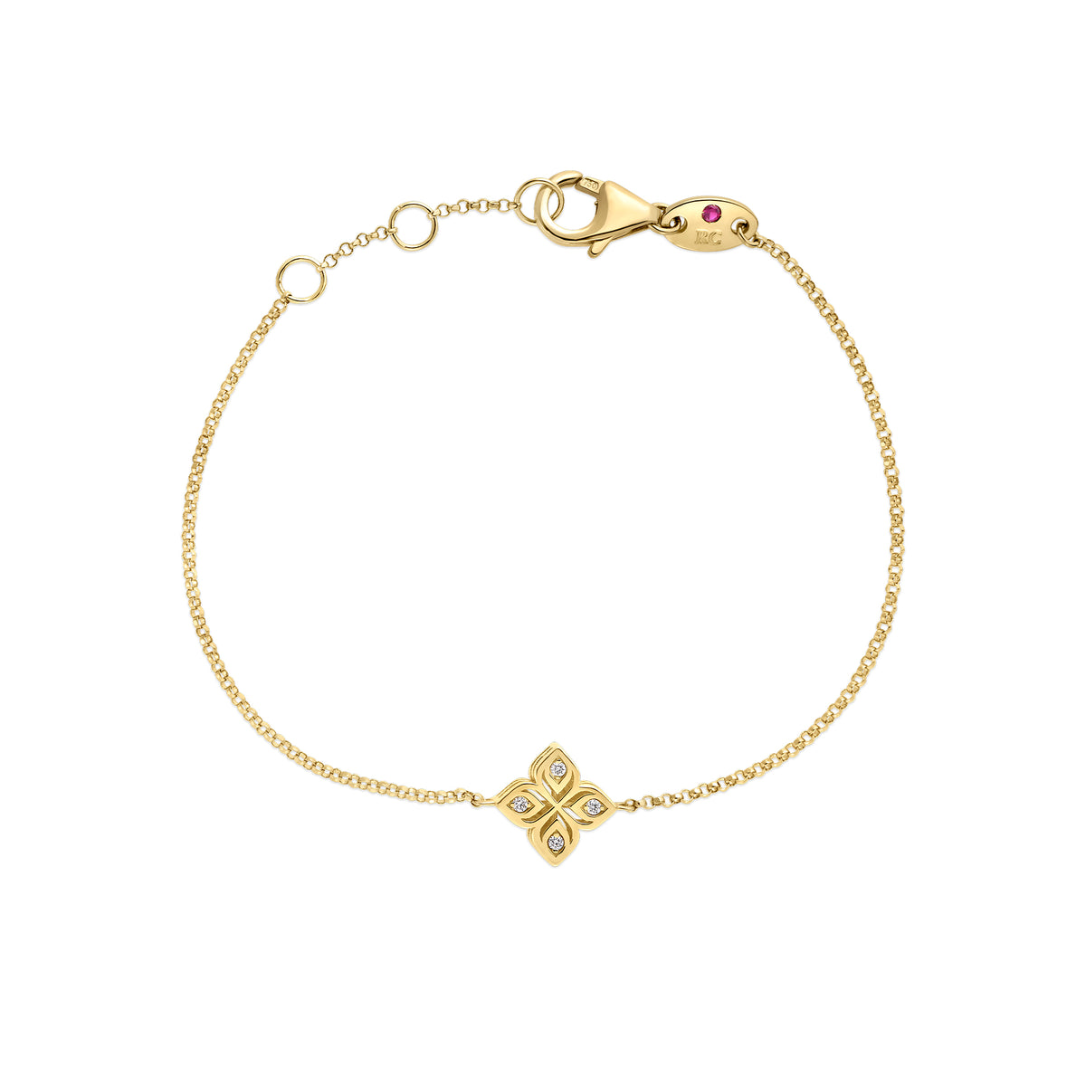 Roberto Coin Yellow Gold Arabesque Small Diamond Flower Bracelet