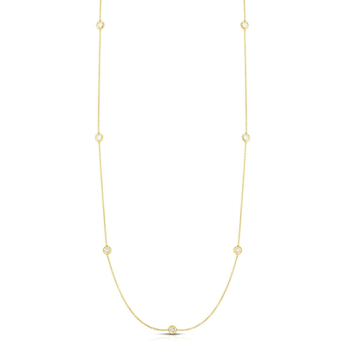 Roberto Coin Yellow Gold Diamonds By The Inch 5 Station Bezel Necklace