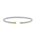 David Yurman Silver and Yellow Gold Micro Cable Flex Peridot Bracelet
