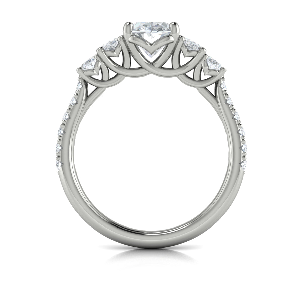 Vlora White Gold Diamond Side Stone Engagement Ring Mounting