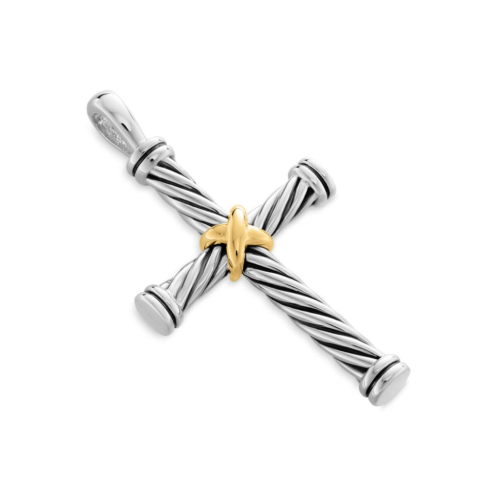David Yurman Silver and Yellow Gold Cable Cross Enhancer