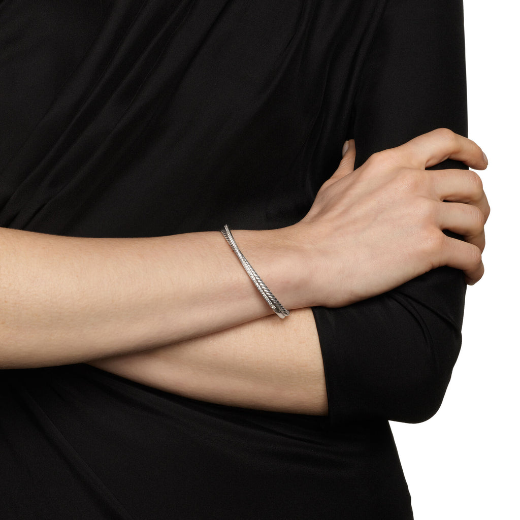 David Yurman Sterling Silver Crossover Two Row Bracelet