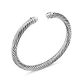 David Yurman Sterling Silver Classic Cable Silver Dome Bracelet with Diamonds