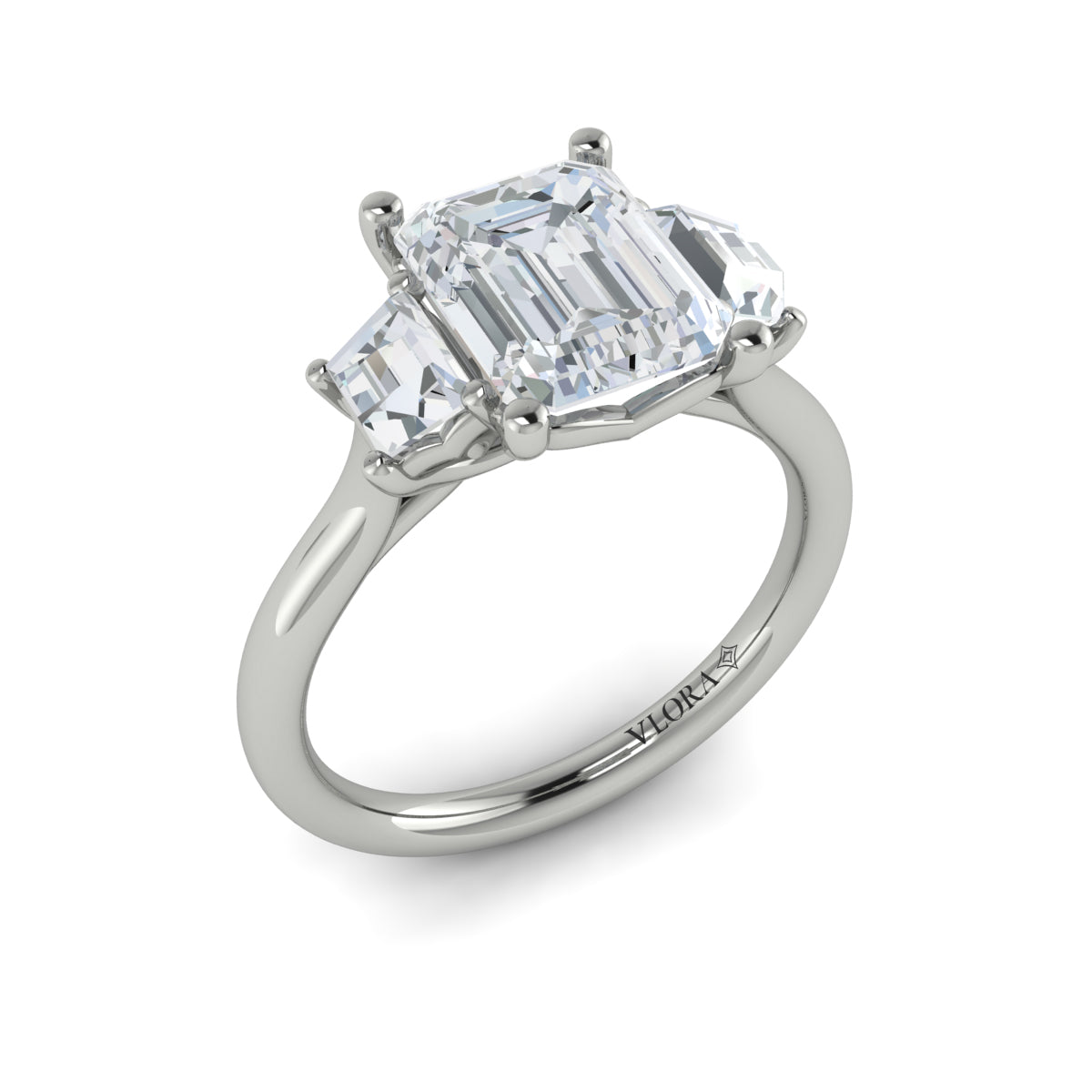 Vlora White Gold Diamond Side Stone Engagement Ring Mounting