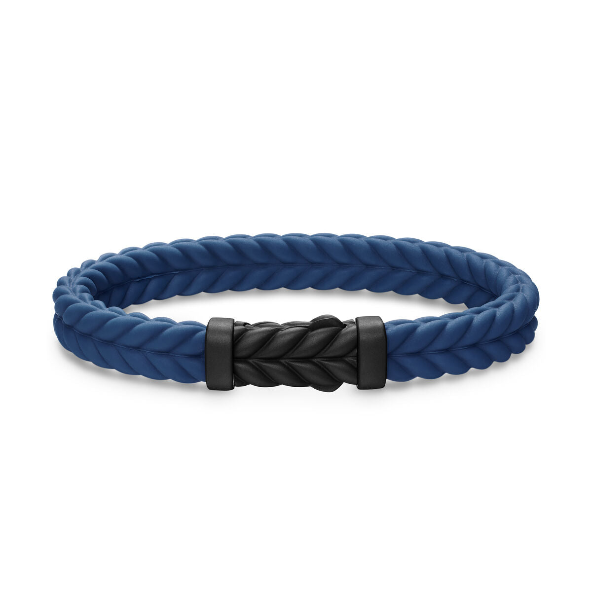 David Yurman Black Titanium Chevron Blue Rubber Bracelet
