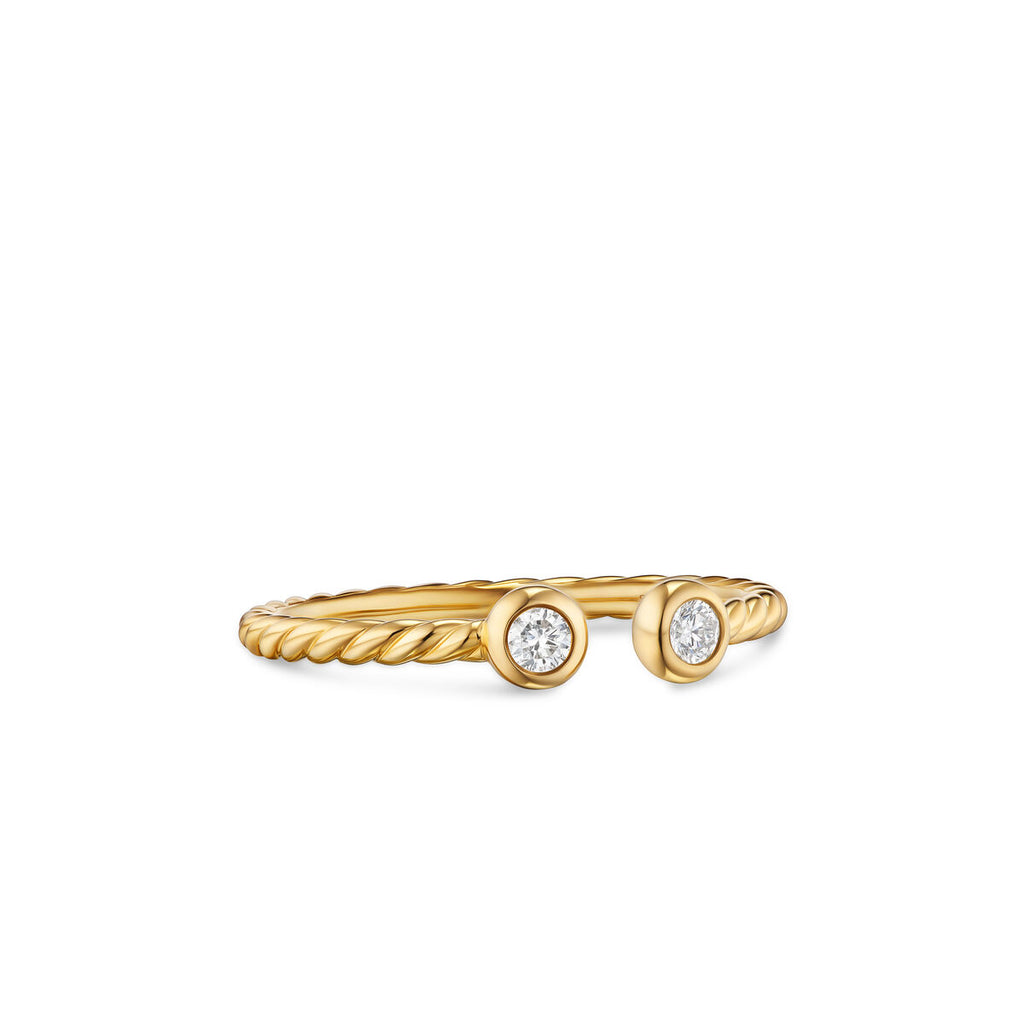 David Yurman Yellow Gold Petite Modern Renaissance Open Round Diamond Ring