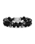 David Yurman Silver and Black Nylon Spiritual Beads Two Row Woven Black Onyx and Hematine Bracelet