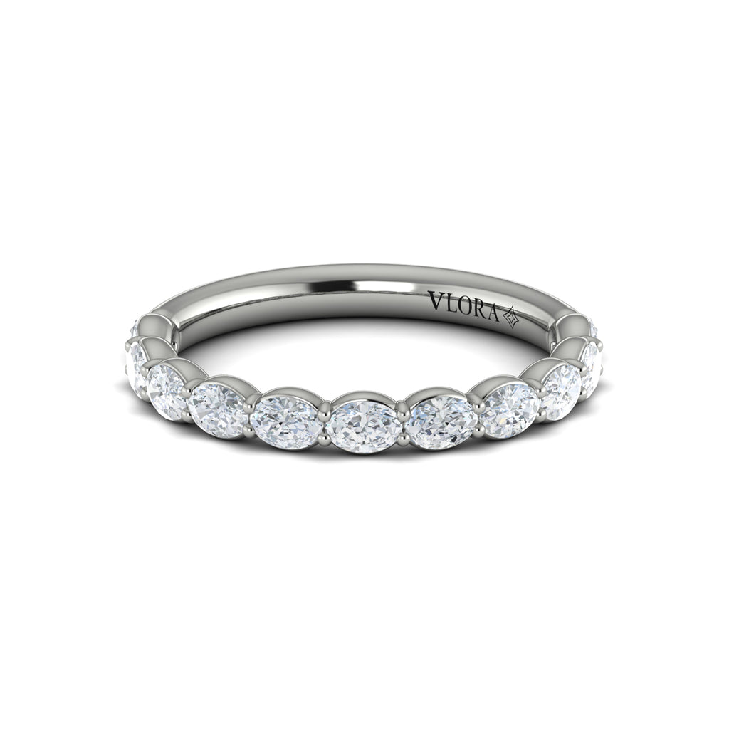 Vlora White Gold East-West Oval Diamond Wedding Band