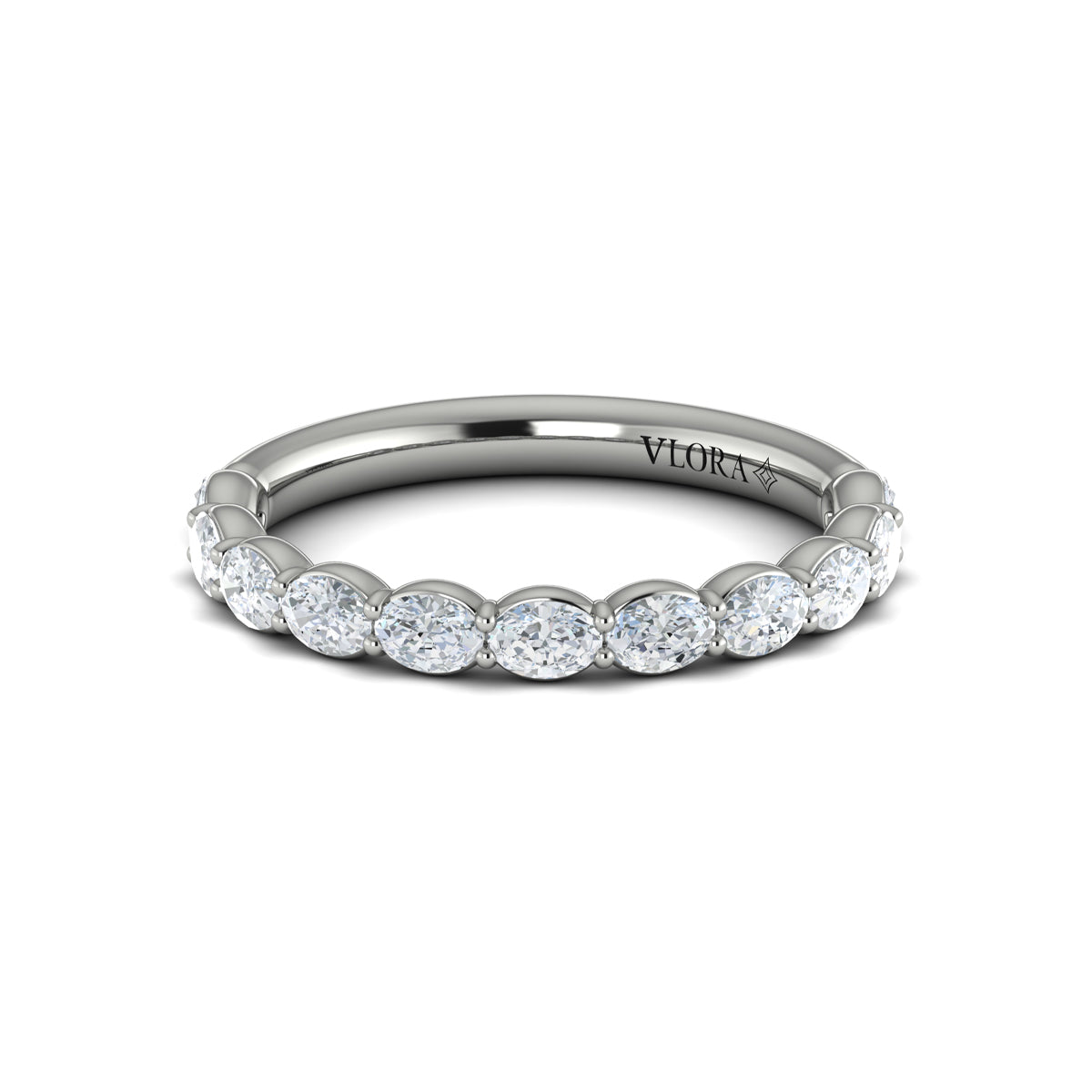 Vlora White Gold East-West Oval Diamond Wedding Band