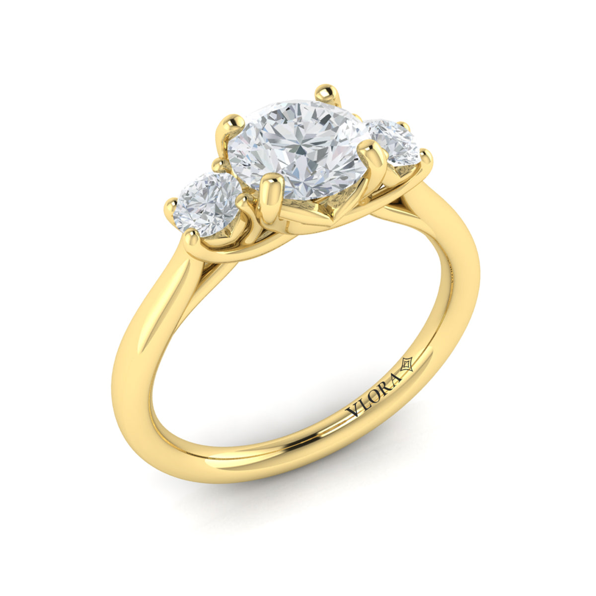 Vlora Yellow Gold Diamond Side Stone Engagement Ring Mounting