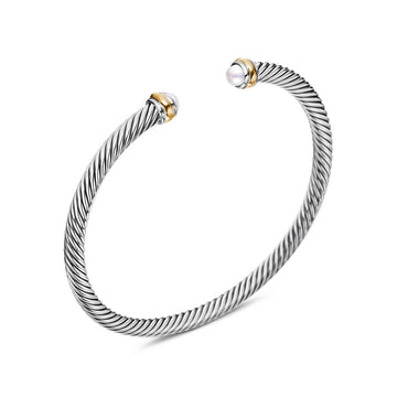 Sterling Silver and Yellow Gold Classic Cable Pearl Bracelet: David Yurman