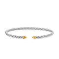 David Yurman Silver and Yellow Gold Micro Cable Flex Citrine Bracelet