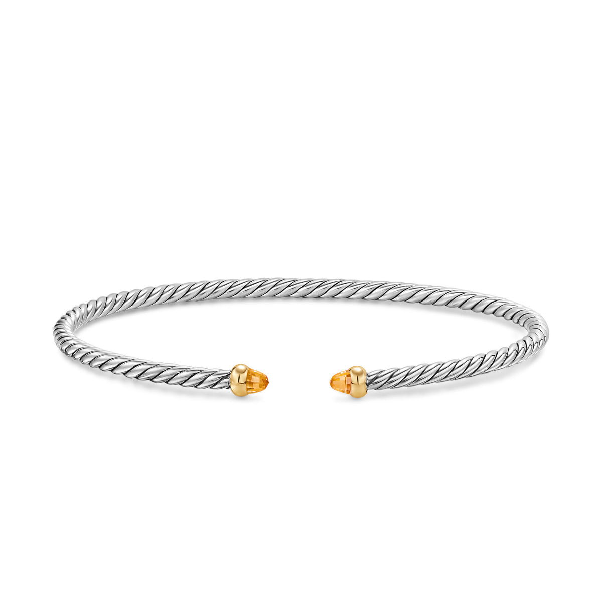 David Yurman Silver and Yellow Gold Micro Cable Flex Citrine Bracelet