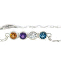 Sterling Silver Bar Bracelet with Citrine, Blue Topaz, Amethyst and Cubic Zirconia