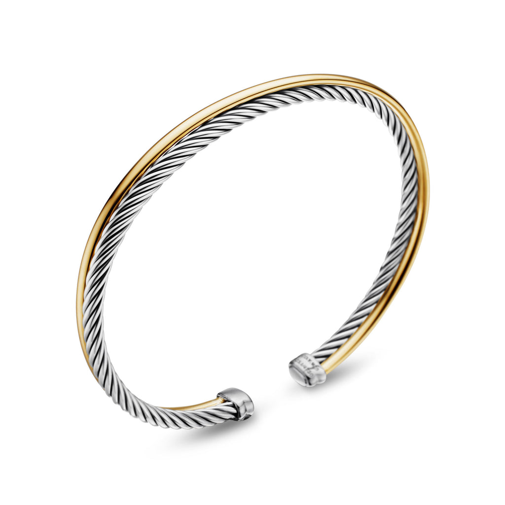 David Yurman Sterling Silver and Yellow Gold Crossover Bracelet
