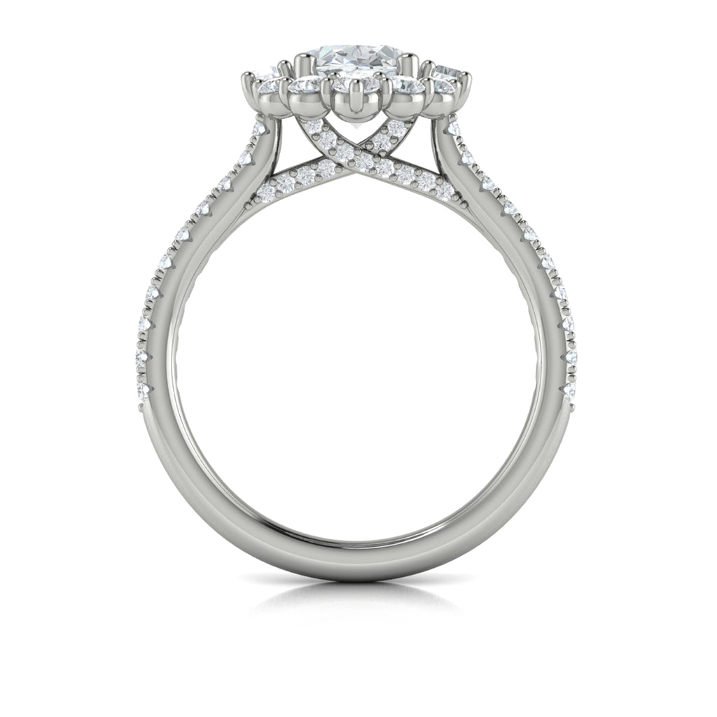 Vlora White Gold Diamond Oval Halo Engagement Ring