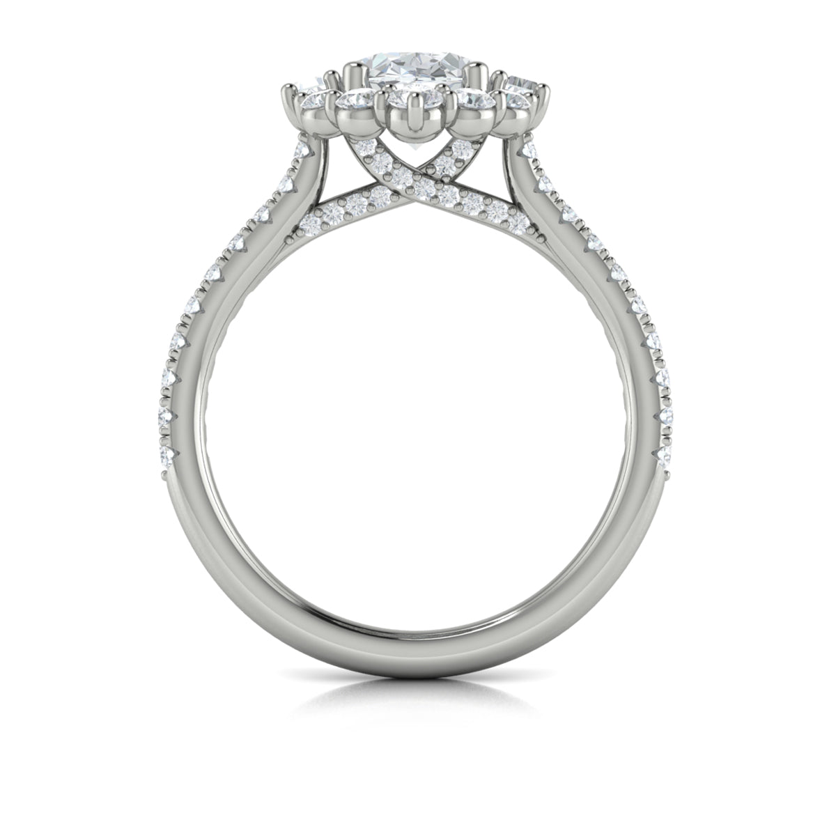 Vlora White Gold Diamond Oval Halo Engagement Ring