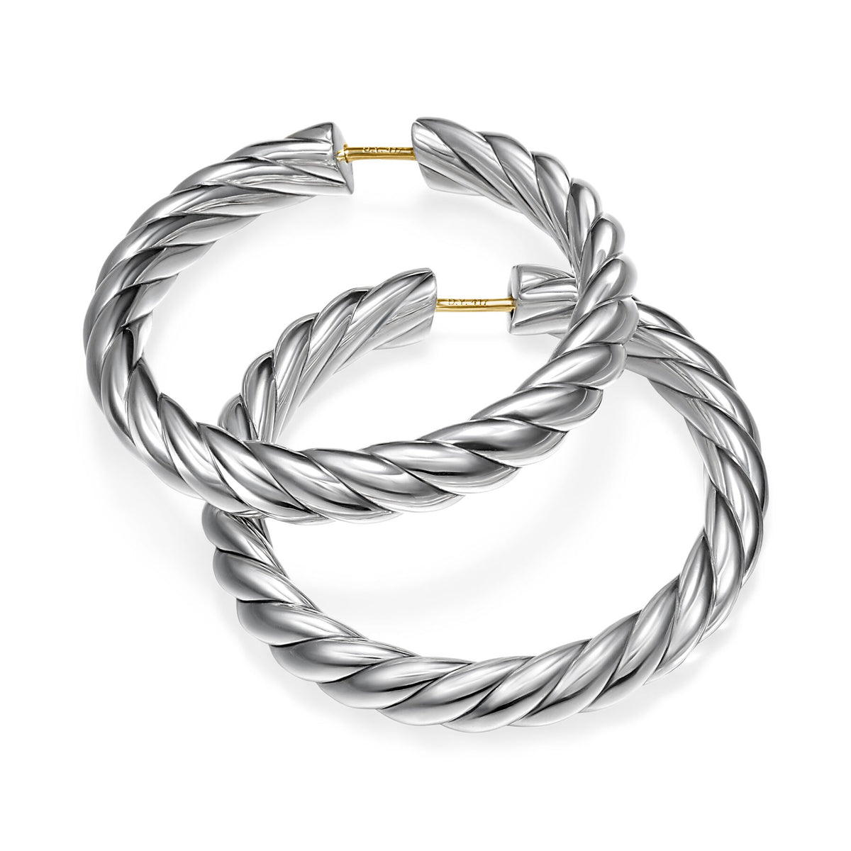 David Yurman Sterling Silver Sculpted Cable Hoop Earrings