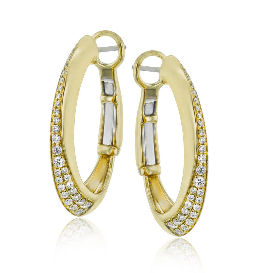 Simon G Yellow Gold Clio Diamond Hoop Earrings