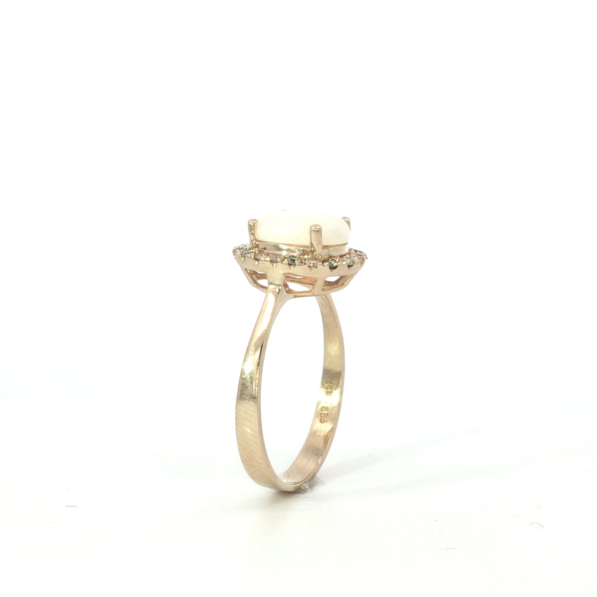 Estate Yellow Gold Opal Diamond Halo Ring